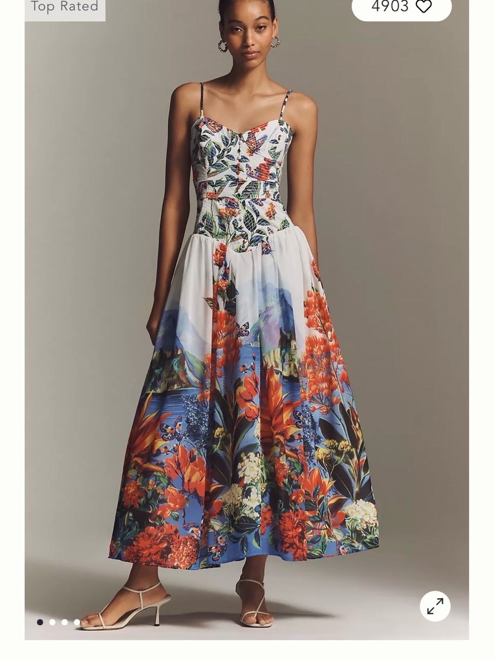 Anthropologie Muse Basque-Waist Midi Dress - Picture 1 of 3